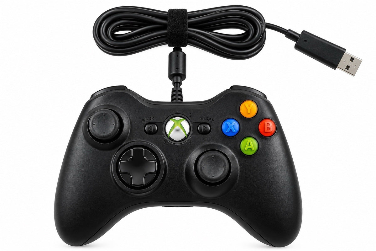 Microsoft Xbox 360 Wired Kabel Controller - schwarz - Original - Getestet