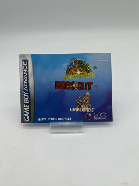 3in1 Centipede Breakout Warlords - Nintendo GameBoy Advance GBA - Nur Anleitung