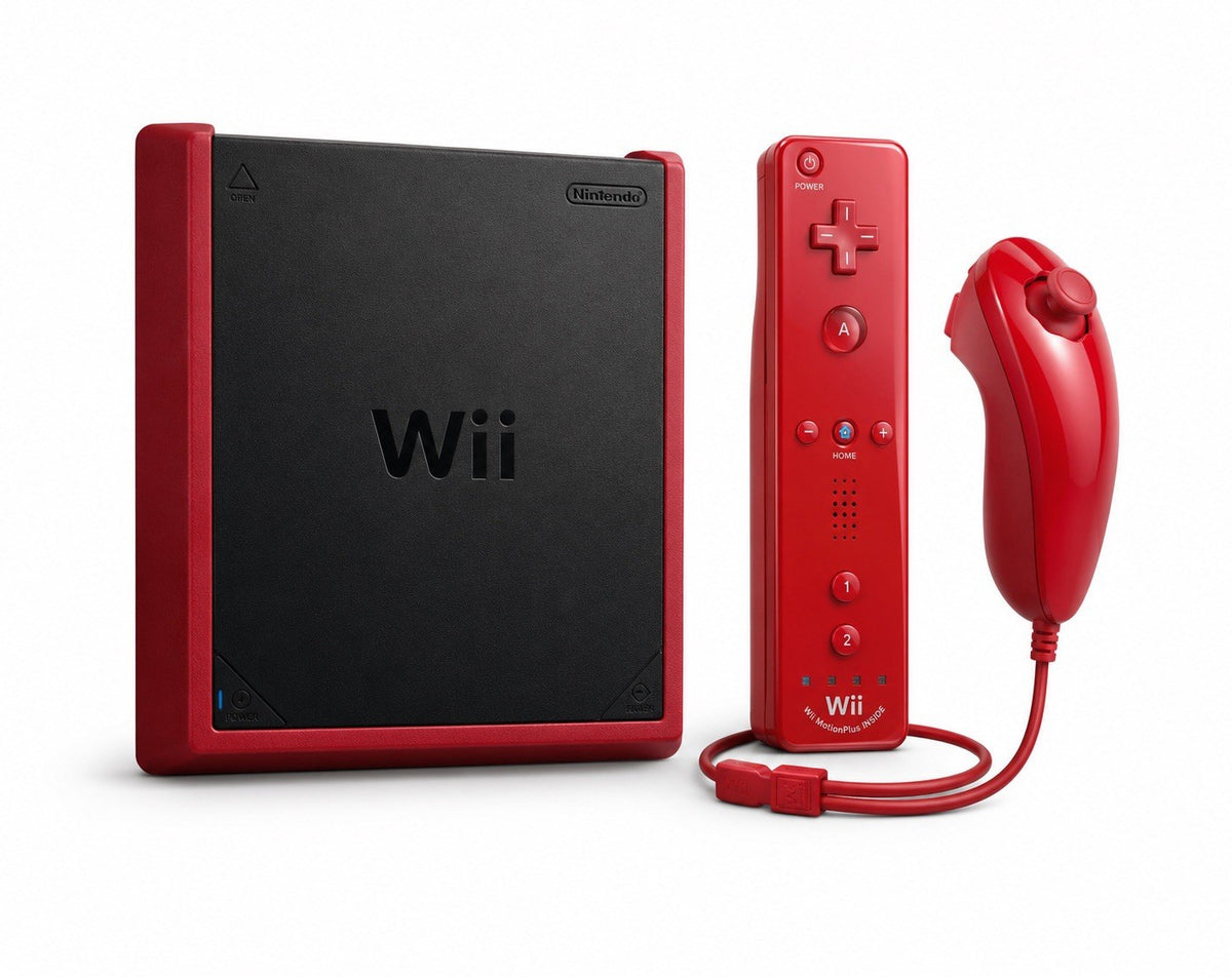 Nintendo Wii Mini Konsole Rot mit Original Remote Plus Controller + Alle Kabeln
