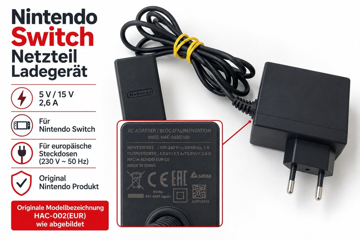 Original Nintendo Switch Netzteil - AC Adapter - Netzteil - Ladekabel