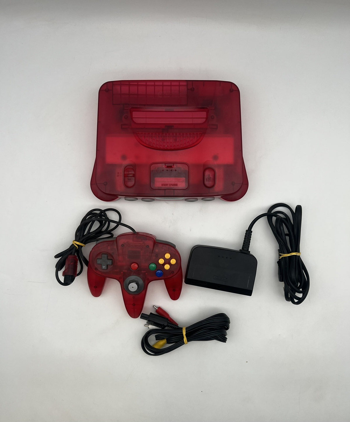 Nintendo 64 N64 Konsole + Alle Kabel - Watermelon Wassermelone rot Transparent