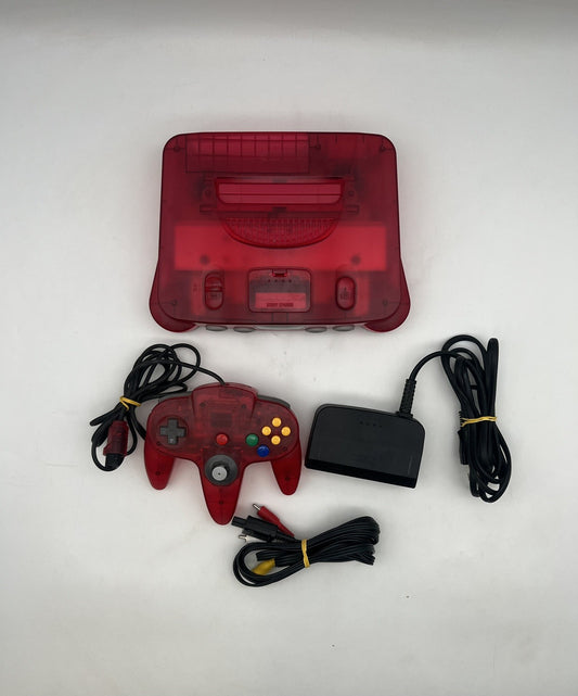 Nintendo 64 N64 Konsole + Alle Kabel - Watermelon Wassermelone rot Transparent