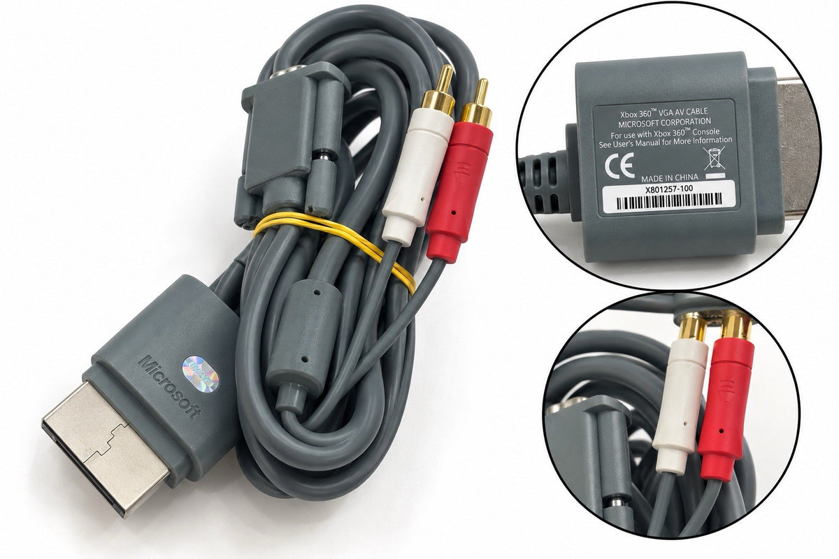 VGA AV Cable Microsoft Xbox 360 - Grau - Original Kabel