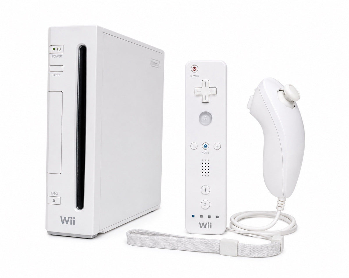 Nintendo Wii Konsole Weiß mit Remote Controller + Nunchuk + Alle Kabeln Original