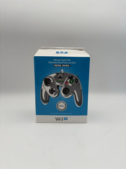 Metal Mario Controller - Chrome - Wired Fight Pad - Nintendo Wii U - OVP