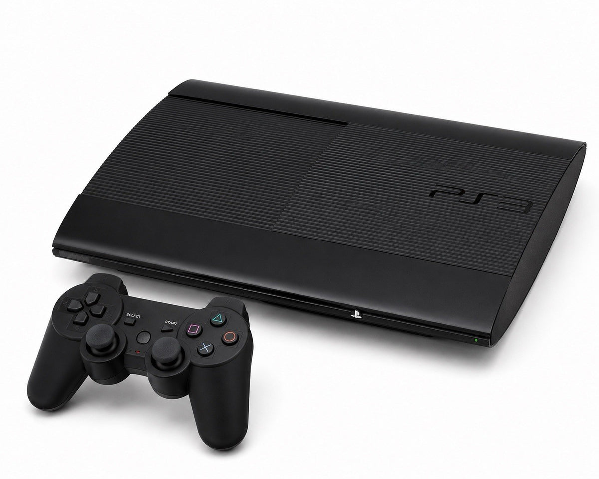 Sony PlayStation 3 PS3 Super Slim Konsole Schwarz + Controller + Alle Kabeln