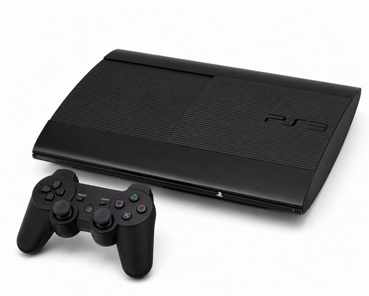 Sony PlayStation 3 PS3 Super Slim Konsole Schwarz + Controller + Alle Kabeln